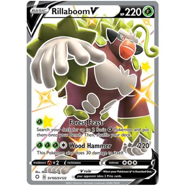 Pokemon Shining Fates Shiny Rare Rillaboom V SV105