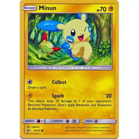 Pokemon Trading Card Game Shining Legends Common Minun #34