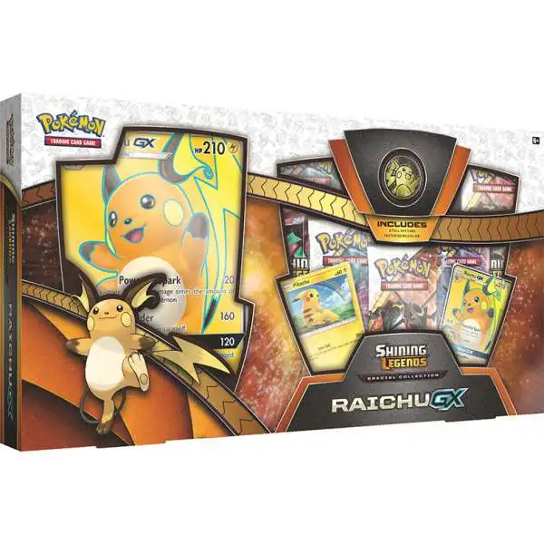 Pokemon Shining Legends Special Collections Raichu-GX Box [5 Booster Packs, 2 Promo Cards, Oversize Card & Coin]