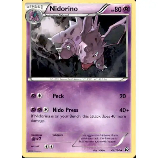 Pokemon Trading Card Game XY Steam Siege Uncommon Nidorino #44