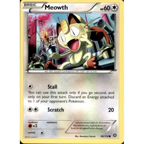 Pokemon Trading Card Game XY Steam Siege Common Meowth #88