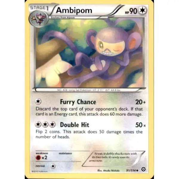 Pokemon Trading Card Game XY Steam Siege Uncommon Ambipom #91