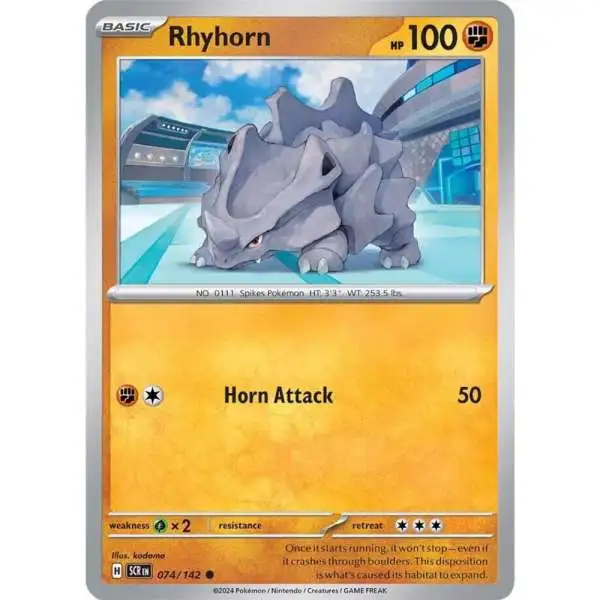 Pokemon Trading Card Game Stellar Crown Common Rhyhorn #74