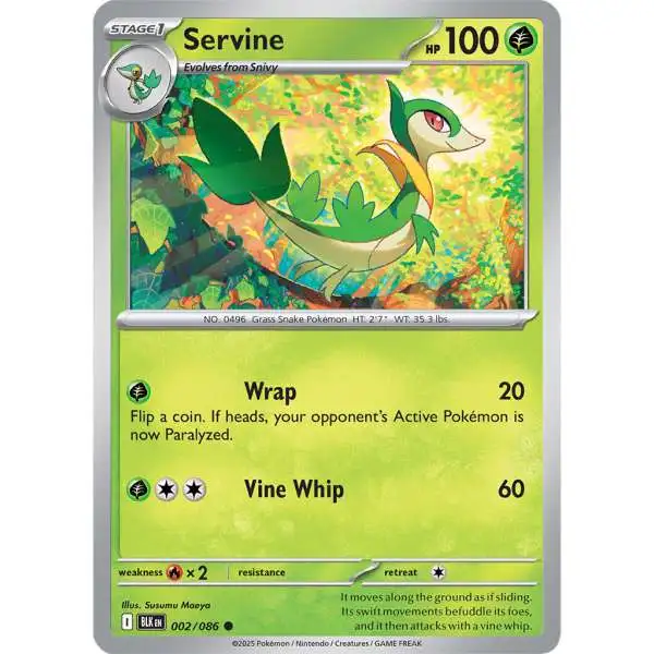 Pokemon Trading Card Game Black Bolt Common Servine #2