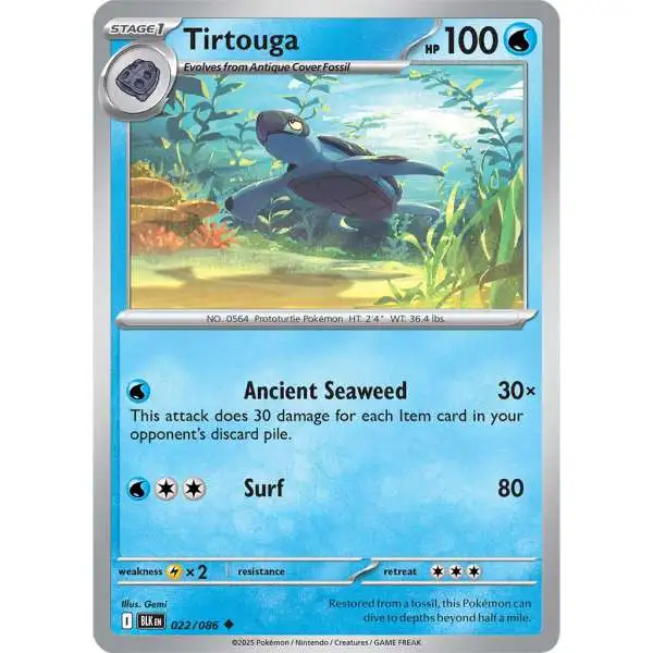 Pokemon Trading Card Game Black Bolt Uncommon Tirtouga #22