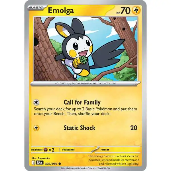 Pokemon Trading Card Game Black Bolt Common Emolga #29