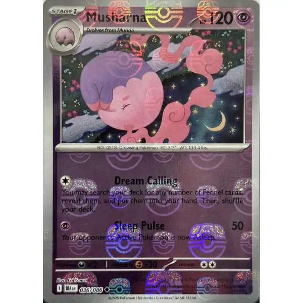 Pokemon Trading Card Game Black Bolt Uncommon Musharna #36 [Master Ball Pattern]