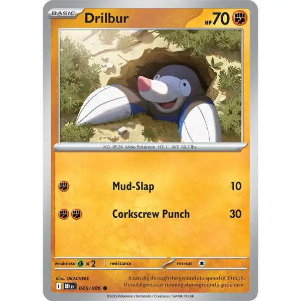 Pokemon Trading Card Game Black Bolt Common Drilbur #45