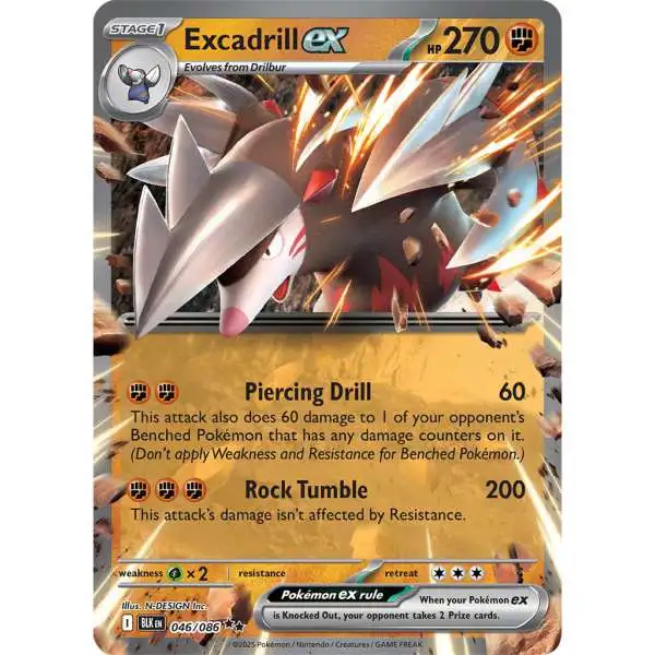 Pokemon Trading Card Game Black Bolt Double Rare Excadrill ex #46