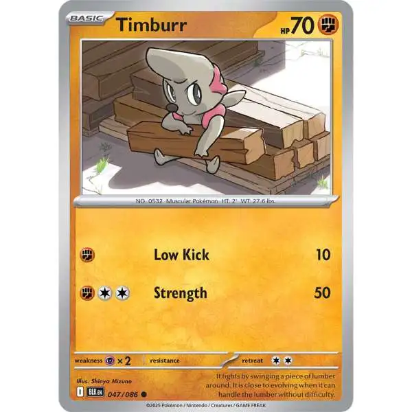 Pokemon Trading Card Game Black Bolt Common Timburr #47