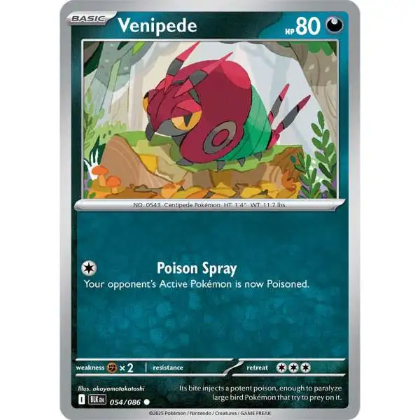Pokemon Trading Card Game Black Bolt Common Venipede #54