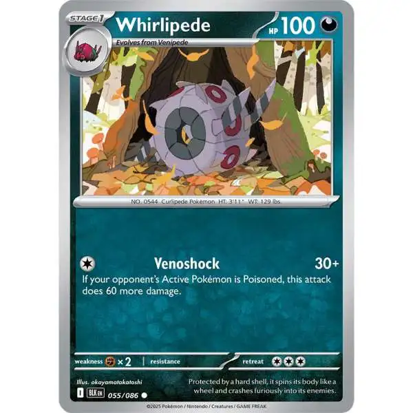 Pokemon Trading Card Game Black Bolt Common Whirlipede #55