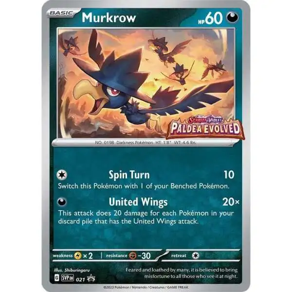 Pokemon Trading Card Game Paldea Evolved Promo Murkrow #21