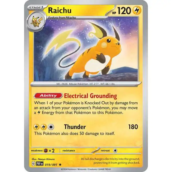 Pokemon Trading Card Game Paldean Fates Rare Raichu #19