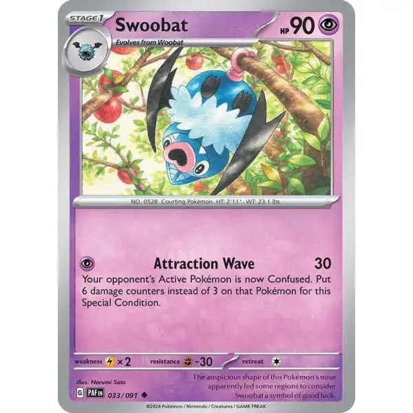 Pokemon Trading Card Game Paldean Fates Uncommon Swoobat #33