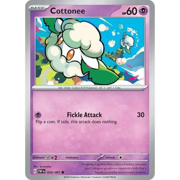 Pokemon Trading Card Game Paldean Fates Common Cottonee #34