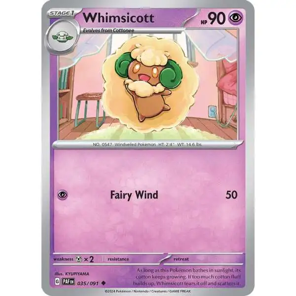 Pokemon Trading Card Game Paldean Fates Uncommon Whimsicott #35