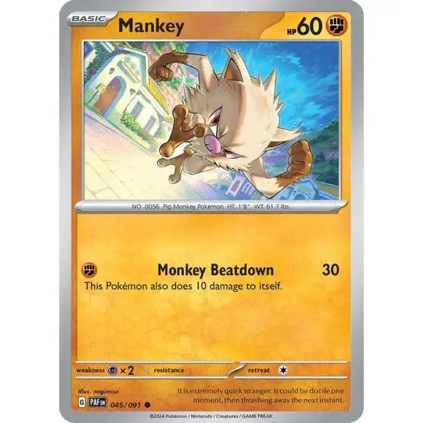 Pokemon Trading Card Game Paldean Fates Common Mankey #45