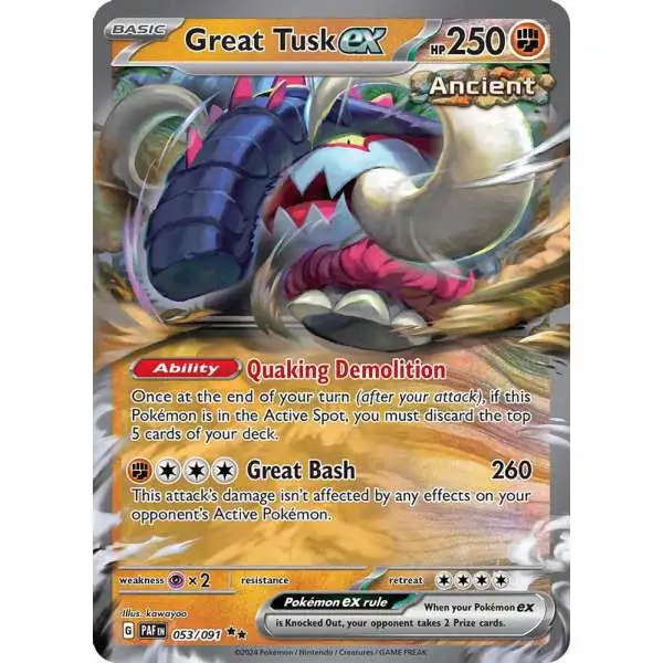 Pokemon Trading Card Game Paldean Fates Double Rare Great Tusk ex #53