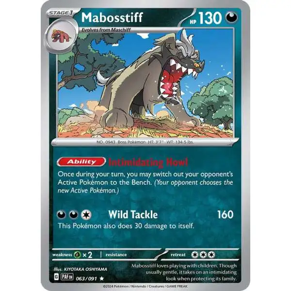 Pokemon Trading Card Game Paldean Fates Rare Mabosstiff #63