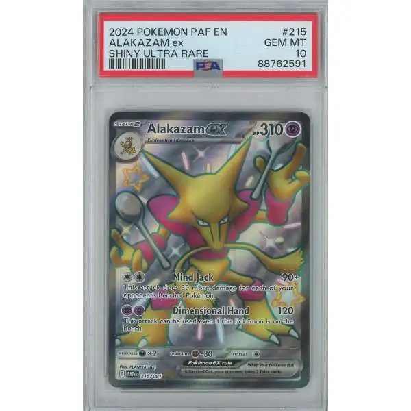 Pokemon Trading Card Game Paldean Fates Shiny Ultra Rare Alakazam ex #215 [PSA Gem Mint 10]
