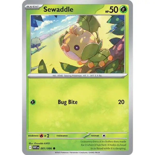 Pokemon Trading Card Game White Flare Common Sewaddle #1