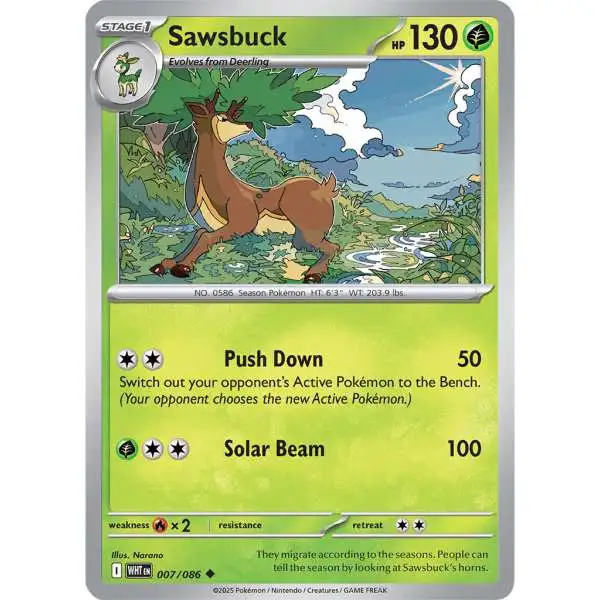Pokemon Trading Card Game White Flare Uncommon Sawsbuck #7