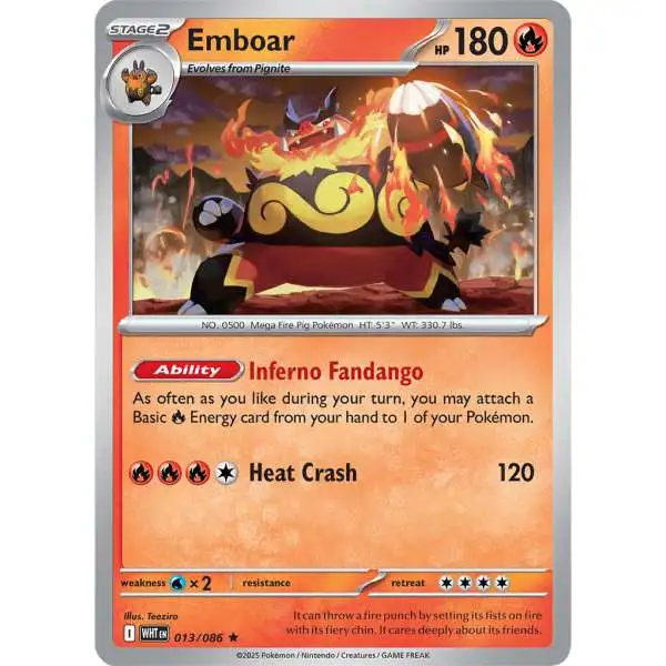Pokemon Trading Card Game White Flare Rare Emboar #13