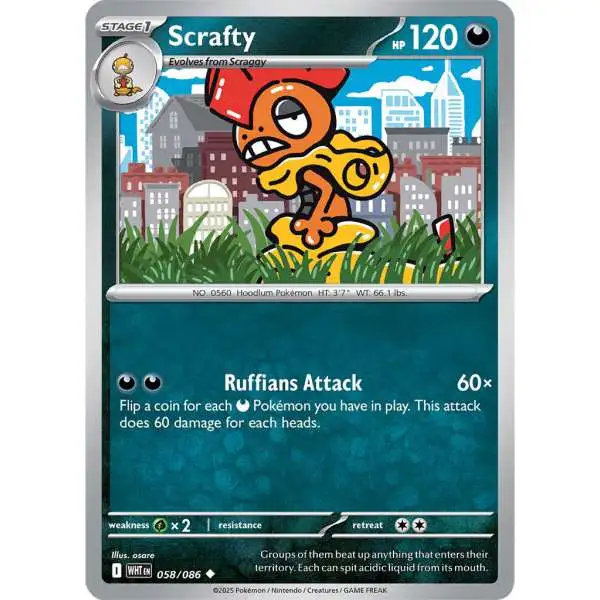Pokemon Trading Card Game White Flare Uncommon Scrafty #58