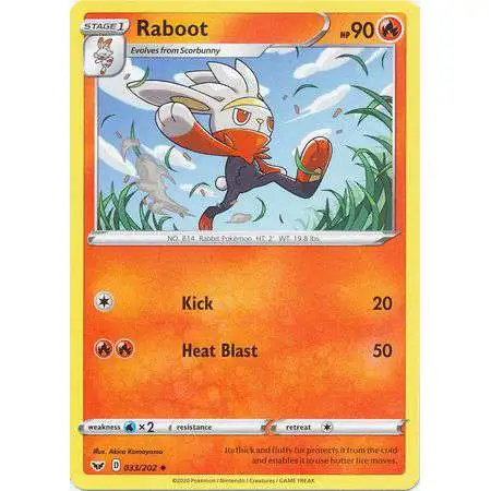 Pokemon Trading Card Game Sword & Shield Base Set Uncommon Raboot #33