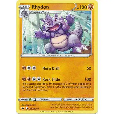 Pokemon Trading Card Game Sword & Shield Base Set Uncommon Rhydon #98