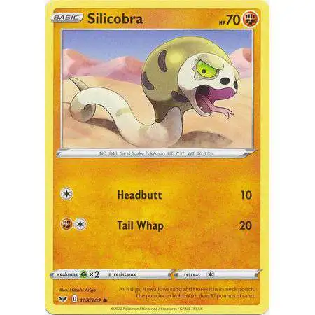 Pokemon Trading Card Game Sword & Shield Base Set Common Silicobra #108