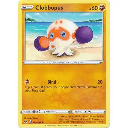 Pokemon Trading Card Game Sword & Shield Base Set Common Clobbopus #111