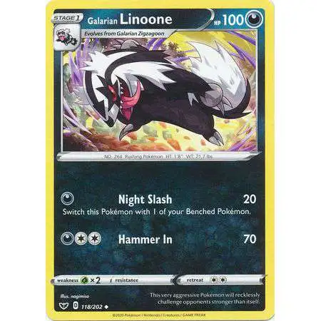 Pokemon Trading Card Game Sword & Shield Base Set Uncommon Galarian Linoone #118