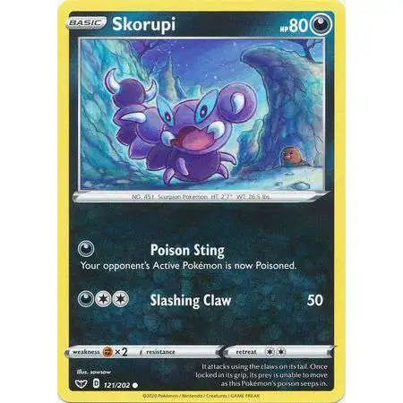 Pokemon Trading Card Game Sword & Shield Base Set Common Skorupi #121
