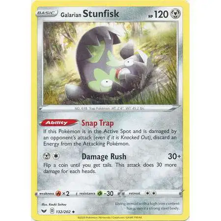 Pokemon Trading Card Game Sword & Shield Base Set Uncommon Galarian Stunfisk #132