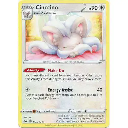 Pokemon Trading Card Game Sword & Shield Base Set Rare Cinccino #147