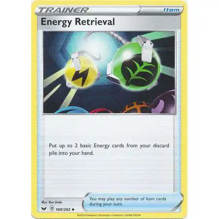 Pokemon Trading Card Game Sword & Shield Base Set Uncommon Energy Retrieval #160