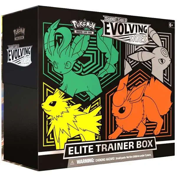 Pokemon Sword & Shield Evolving Skies Leafeon, Umbreon, Jolteon & Flareon Elite Trainer Box [8 Booster Packs, 65 Card Sleeves, 45 Energy Cards & More]