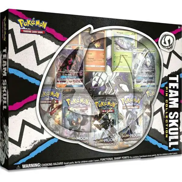Pokemon Sun & Moon Burning Shadows Team Skull Pin Collection [5 Booster Packs, 4 Promo Cards & Pin]