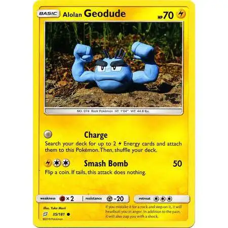 Pokemon Trading Card Game Sun & Moon Team Up Common Alolan Geodude #35 [Reverse Holo] [Lightly Played]