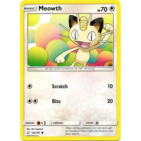 Pokemon Trading Card Game Sun & Moon Team Up Common Meowth #125