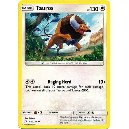 Pokemon Trading Card Game Sun & Moon Team Up Uncommon Tauros #129