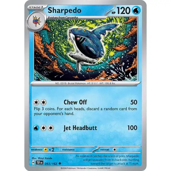 Pokemon Scarlet & Violet Temporal Forces Uncommon Sharpedo #43
