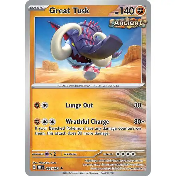 Pokemon Temporal Forces Uncommon Great Tusk #96