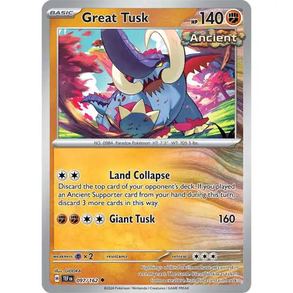 Pokemon Temporal Forces Uncommon Great Tusk #97