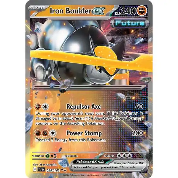 Pokemon Scarlet & Violet Temporal Forces Double Rare Iron Boulder ex #99