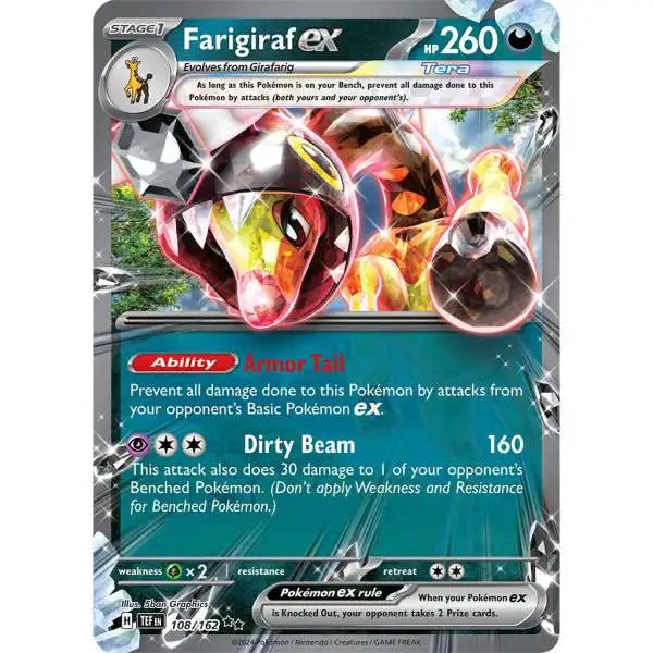 Pokemon Temporal Forces Double Rare Farigiraf ex #108