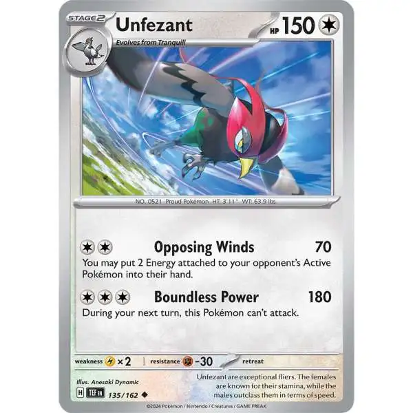 Pokemon Temporal Forces Uncommon Unfezant #135
