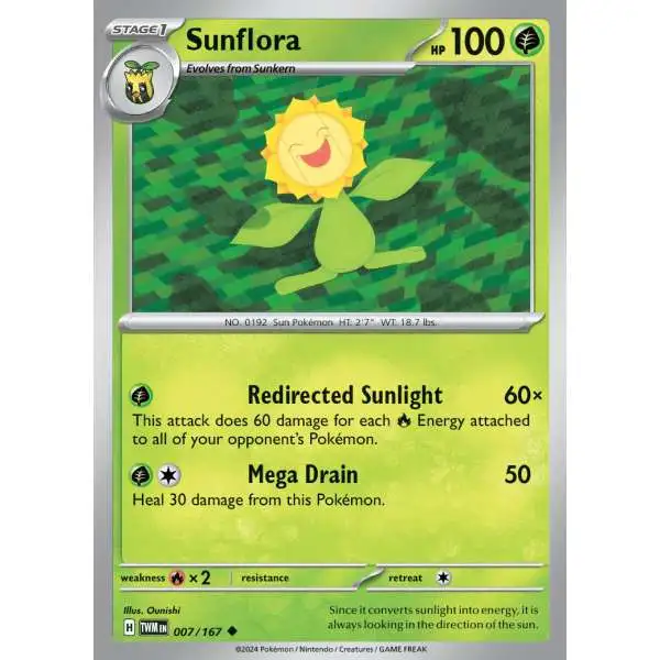 Pokemon Trading Card Game Twilight Masquerade Uncommon Sunflora #7